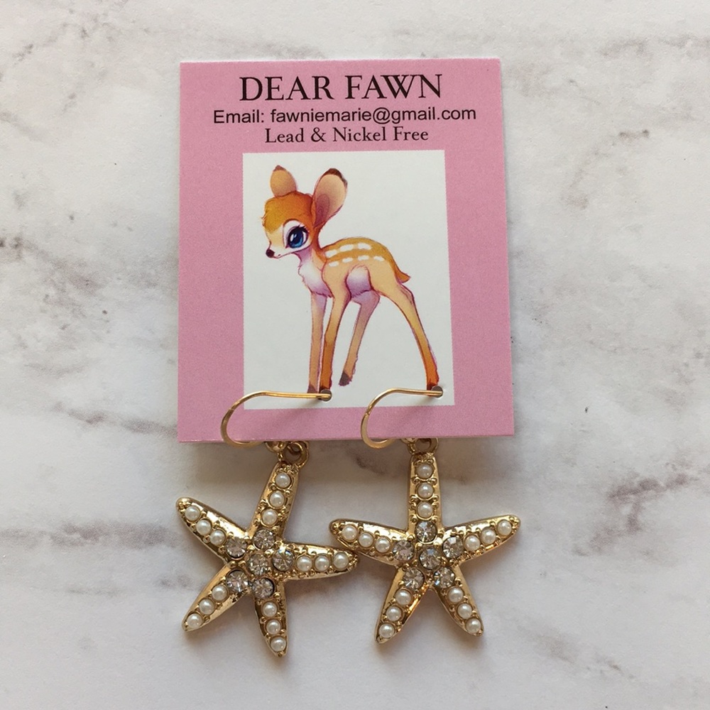 New Gold Sea Star Earrings with Lead & Nickel Free Gold plated Brass Earrings